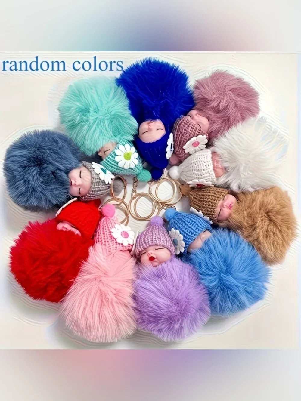 RESELLER Bundle Teddy Bear & 5 Colorful Sleeping Baby Dolls Keychains NWOT